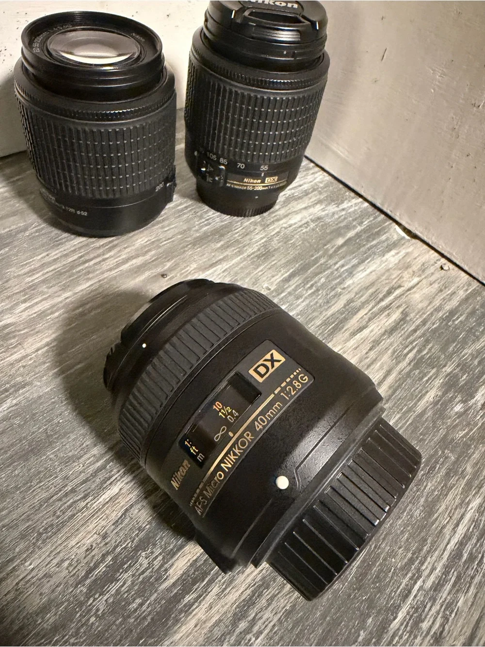 Nikon Camera Kit with Black Lenses and Red Strap